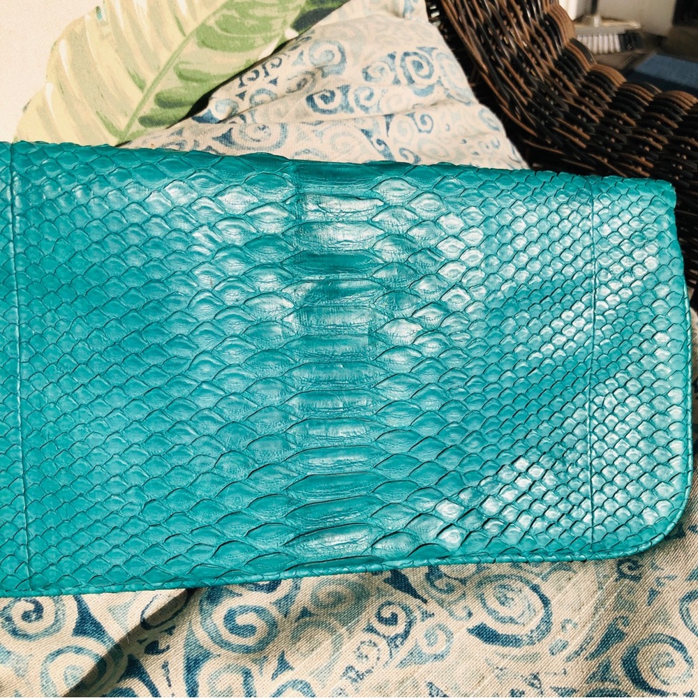 Alexandra Knight Mint Matte Python Soft Clutch Bag - image 3